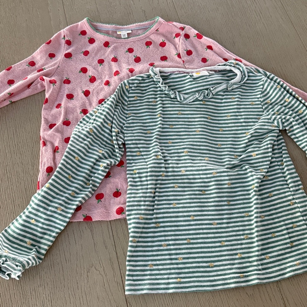 Mini Biden Pink Apple and Green Striped Pointelle Tops